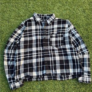 Black and White Plaid Flannel Shirt